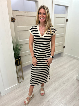 Black/Ivory Striped Dress