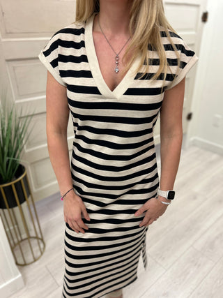 Black/Ivory Striped Dress