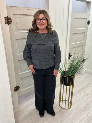 Black On-or-Off-Shoulder Sweater