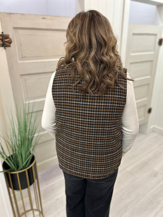 Taupe & Black Plaid Vest