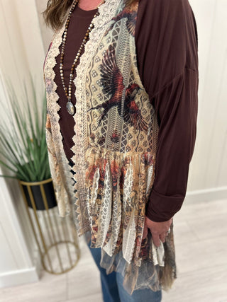 Ivory Lace Print  Vest