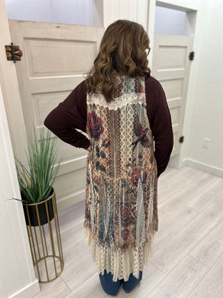 Ivory Lace Print  Vest