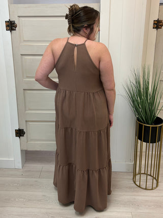 Mocha Tiered Maxi Dress