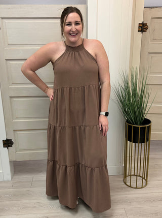 Mocha Tiered Maxi Dress