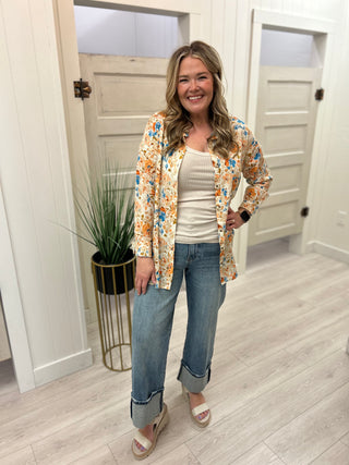 Peach/Blue Floral Top