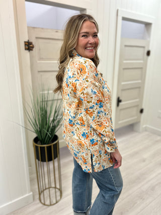 Peach/Blue Floral Top