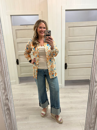 Peach/Blue Floral Top