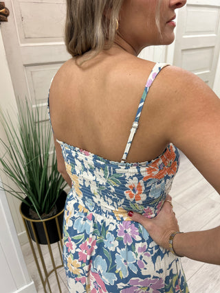 Blue Floral Print Dress