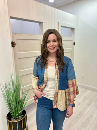 Denim Boho Patchwork Cardigan