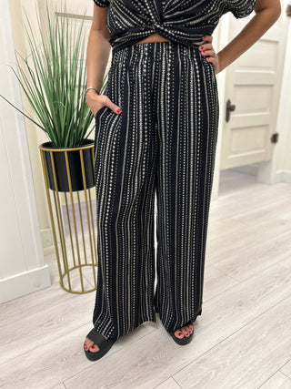 Black Print Wide Leg Pant