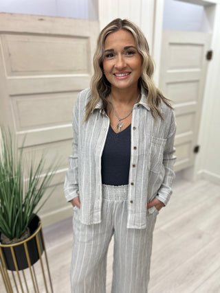 Charcoal/White Striped Top