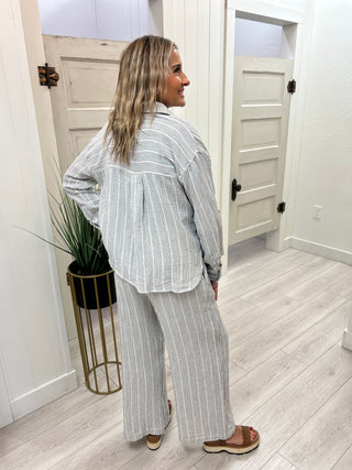 Charcoal/White Striped Top