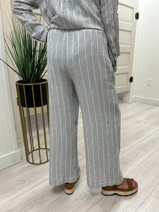Charcoal/White Striped Pants