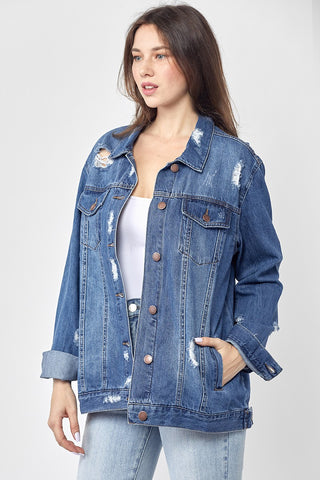 90's Distresssed Denim Jacket