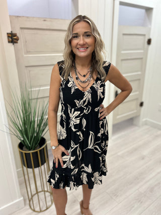 Black/Ivory Print Dress