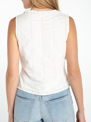 Liverpool Cream Cropped Button-Front Tank