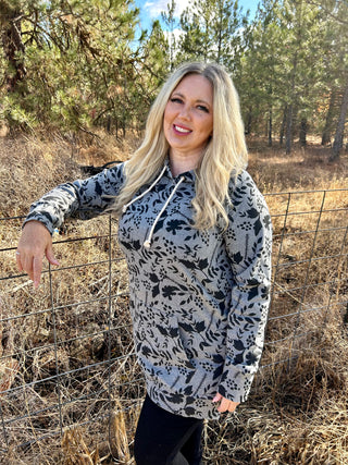 Black Floral Tunic Hoodie FINAL SALE!