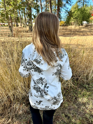 Hooded Ivory Floral Tunic