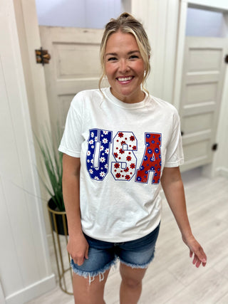 USA Floral Tee