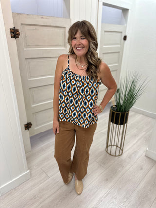 Teal & Rust Print Tank