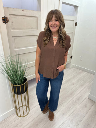 Dark Mocha Button-Front Top
