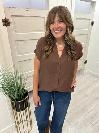 Dark Mocha Button-Front Top