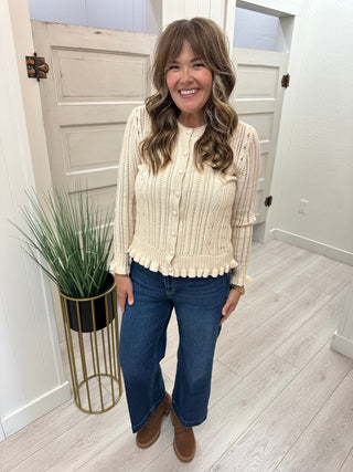 Ivory Button Front Cardigan