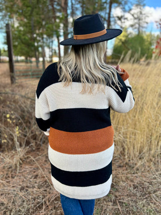 Black/Rust Striped Cardi Regular & Curvy! FINAL SALE!