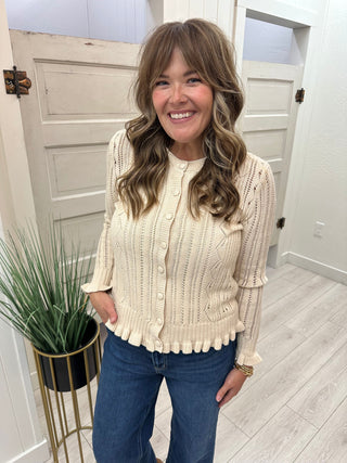 Ivory Button Front Cardigan