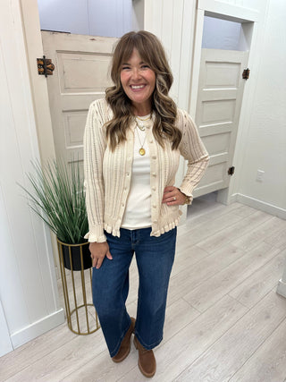 Ivory Button Front Cardigan