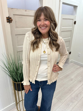 Ivory Button Front Cardigan