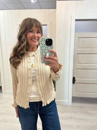 Ivory Button Front Cardigan