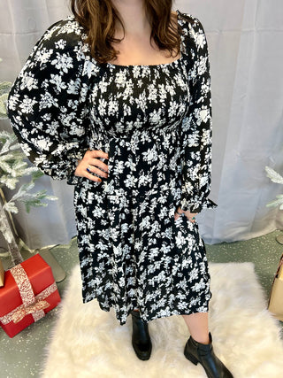 Black and White Floral Dress FINAL SALE!