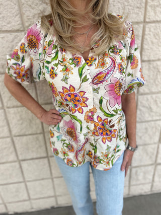 Liverpool Bright Floral Blouse CLEARANCE FINAL SALE