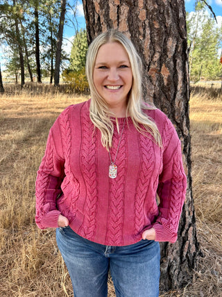 Curvy Rasberry Sweater