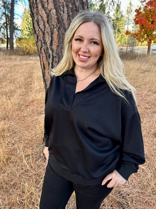 Curvy Black Scuba Sweatshirt