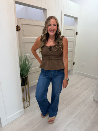 Dark Brown Ruched Waist Tank