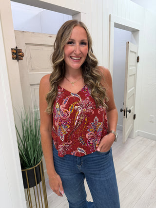 Dark Red Print Tank