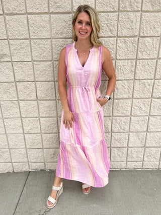 Liverpool Pink Sleeveless Tiered Maxi Dress CLEARANCE FINAL SALE