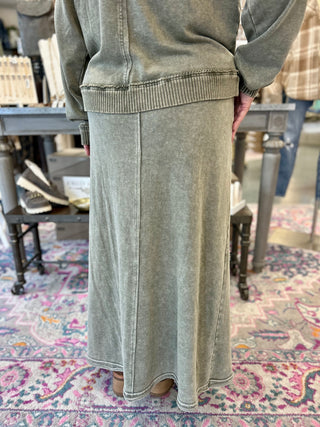 Olive Mineral Washed Skirt