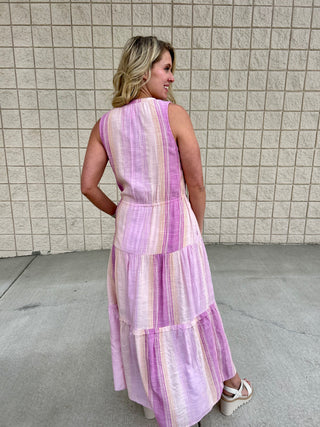 Liverpool Pink Sleeveless Tiered Maxi Dress CLEARANCE FINAL SALE