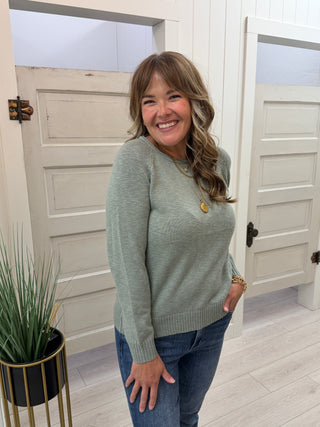 Cotton Blend Crew Neck Sweater
