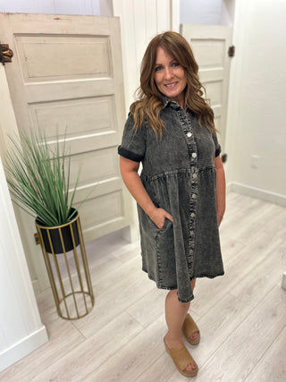 Lennox Black Denim Dress