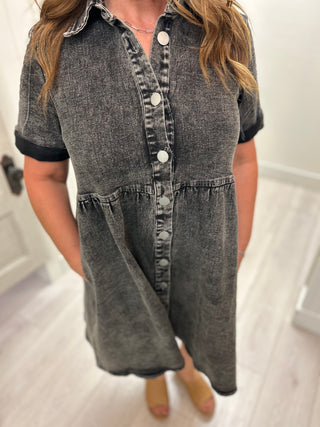 Lennox Black Denim Dress