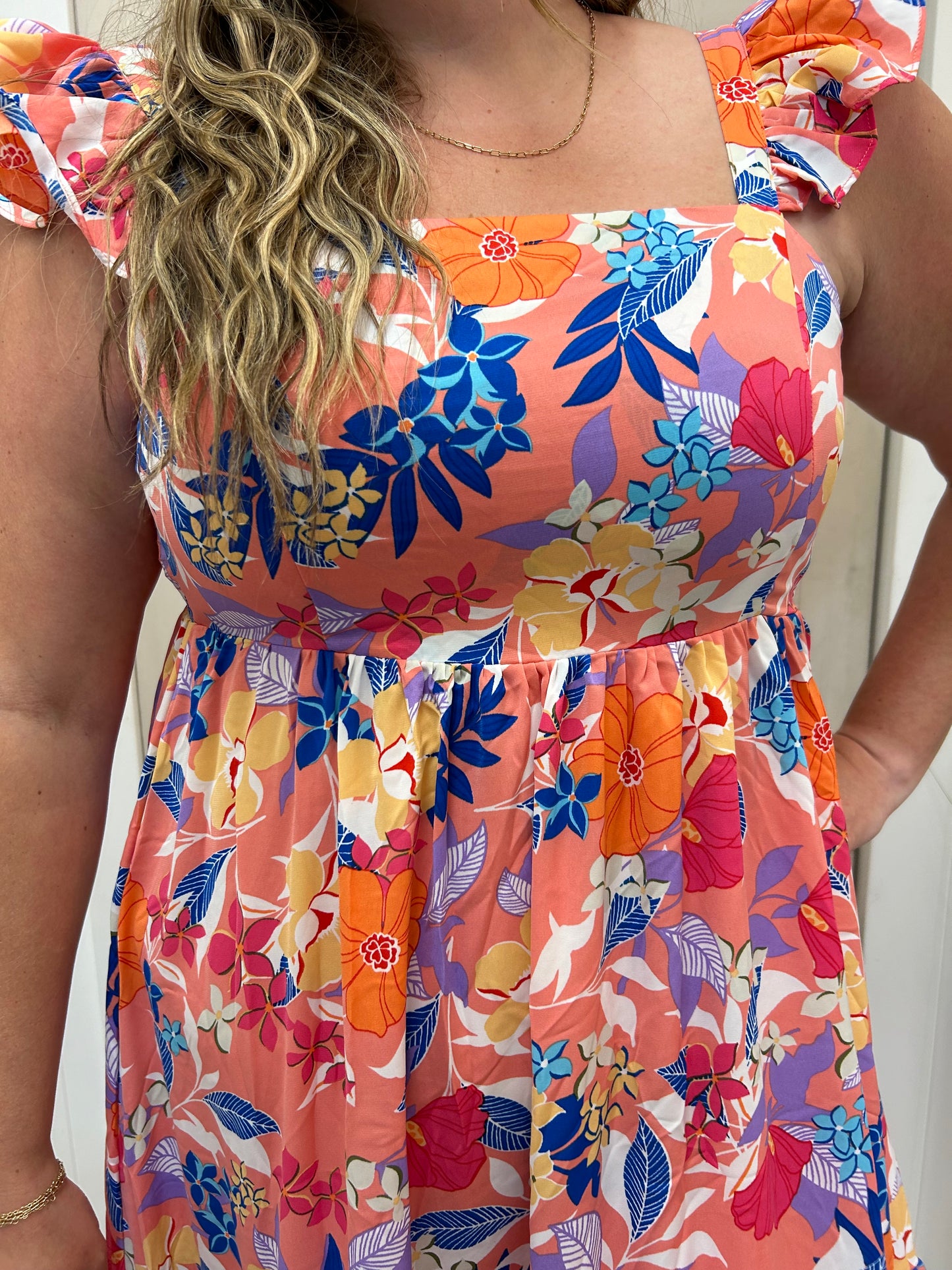 Coral Floral Dress CLEARANCE FINAL SALE