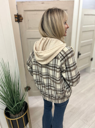 Mocha Hooded Flannel Jacket