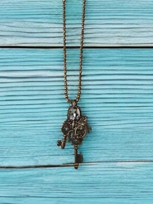 Antique Copper Key Necklace