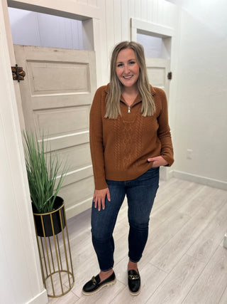 Rust 3/4 Zip Sweater