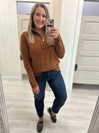 Rust 3/4 Zip Sweater