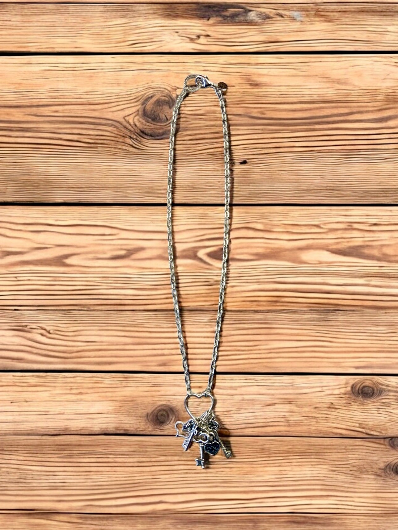 Silver Heart/Key  Charm Necklace